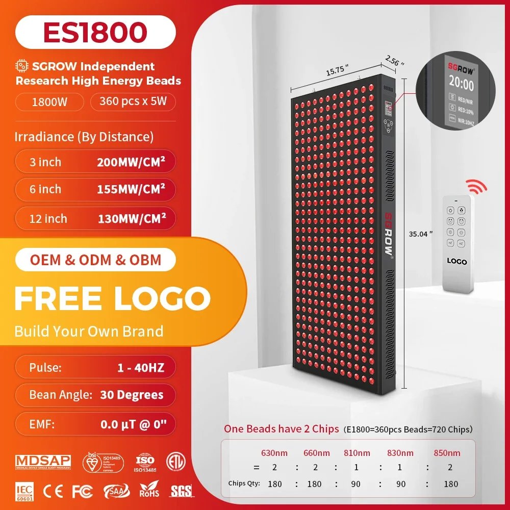 Sgrow E1800 Painel de Luz Vermelha e Infravermelha Corporal - Imagem 2