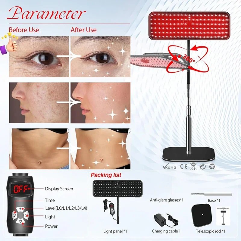 Vilnason Lâmpada LED 660nm 850nm Timer - Imagem 2
