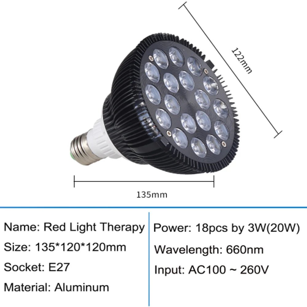 Lâmpada LED Vermelha E27 18 LEDs 660 nm Bivolt - Imagem 4