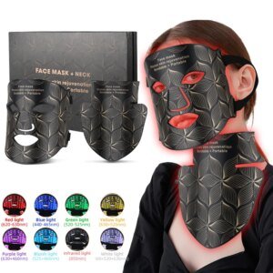máscara led facial 8 cores com pescoço