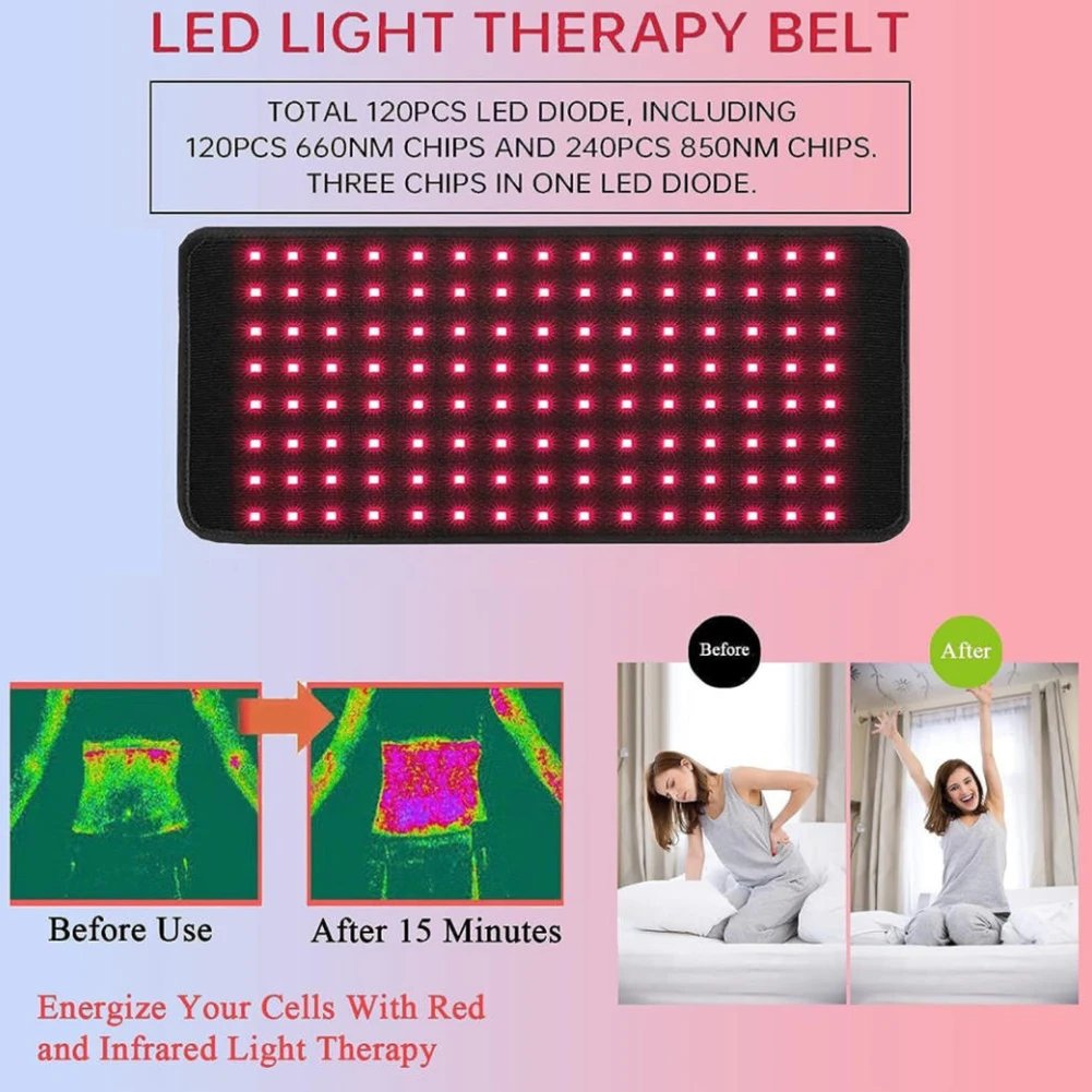 Cinto de Luz LED Vermelha MEETCARE 120 LEDs 660nm 850nm - Imagem 3