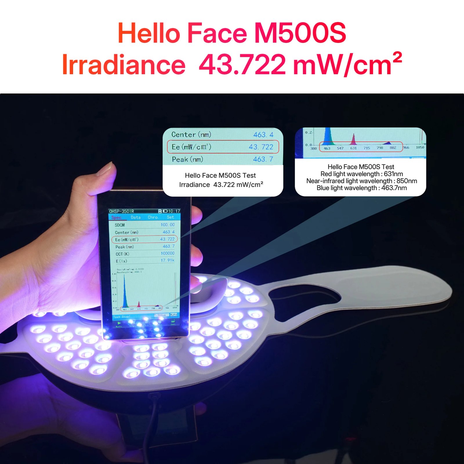 Hello Face M500S Máscara Facial LED Vermelho Infravermelho - Imagem 4