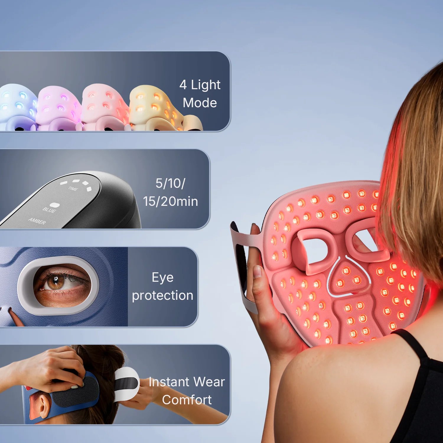 Hello Face M500S Máscara Facial LED Vermelho Infravermelho - Imagem 3