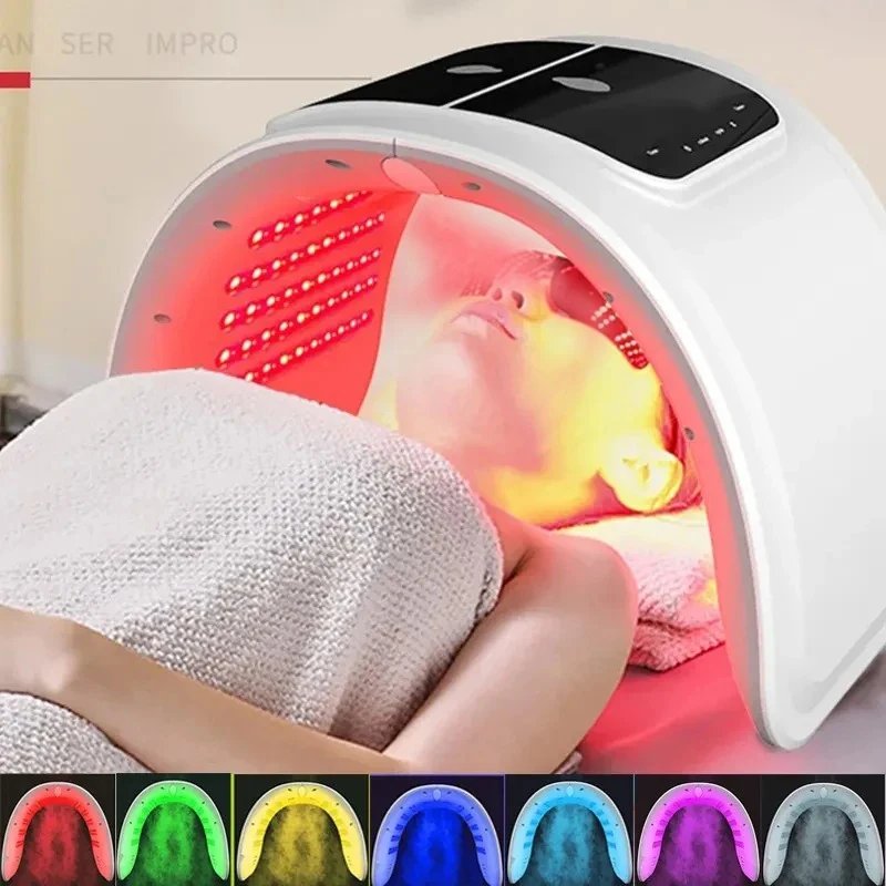 máscara facial led 7 cores com spray