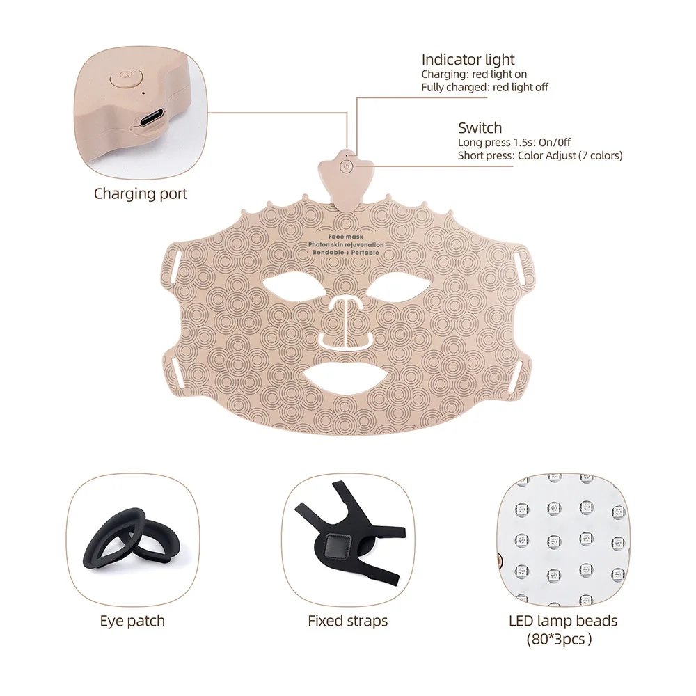 Máscara de LED Facial Foreverlily Silicone 7 Cores - Imagem 2