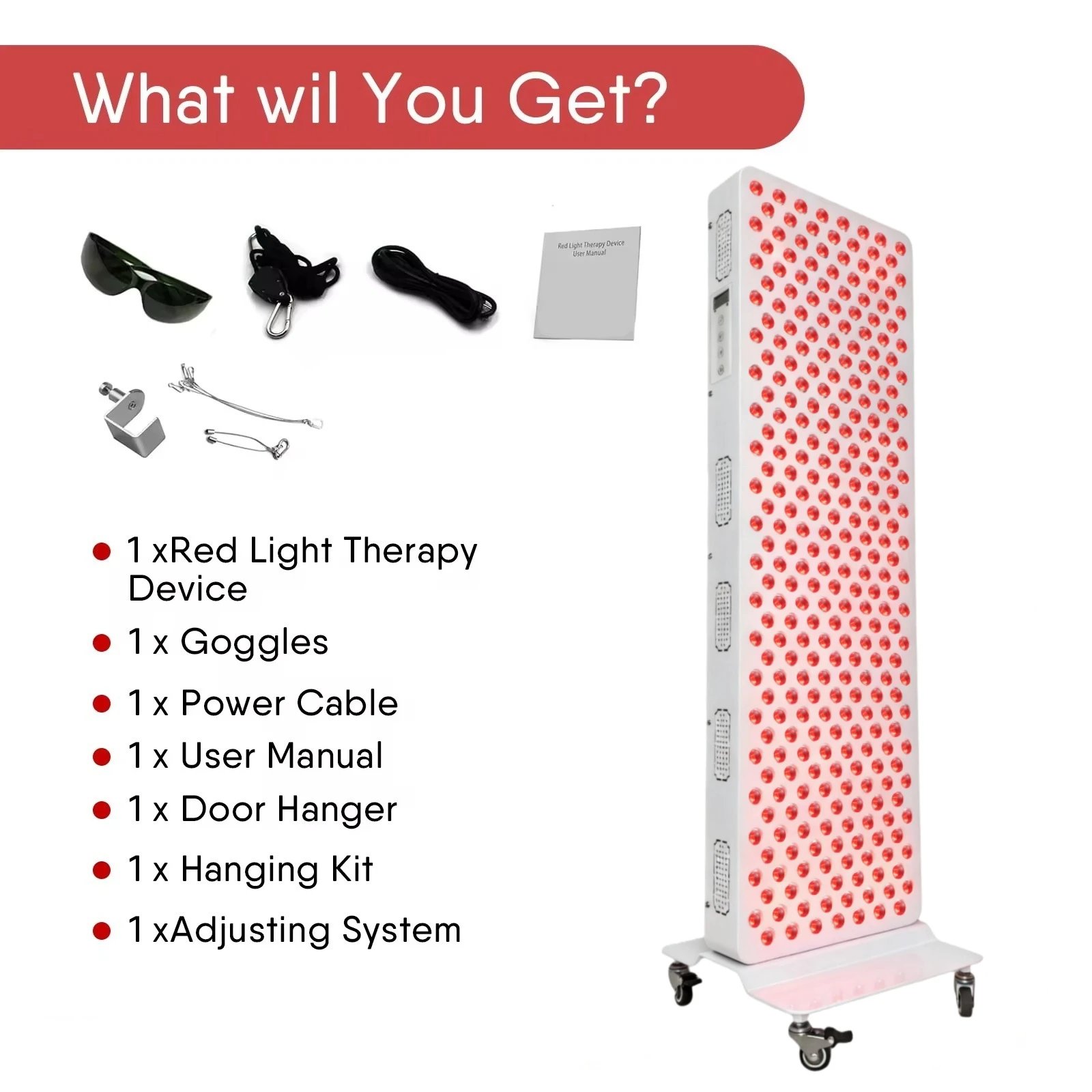 MTPAKE Painel Terapia Luz Vermelha Infravermelha Duplo Chip - Imagem 4