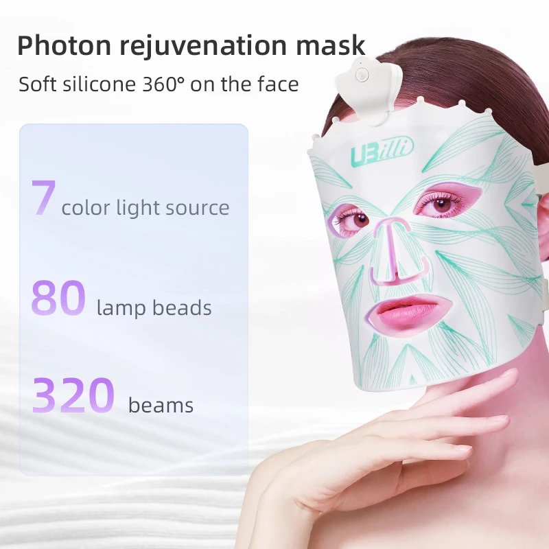 UBilli Máscara Facial LED 7 Cores Silicone Portátil - Imagem 2