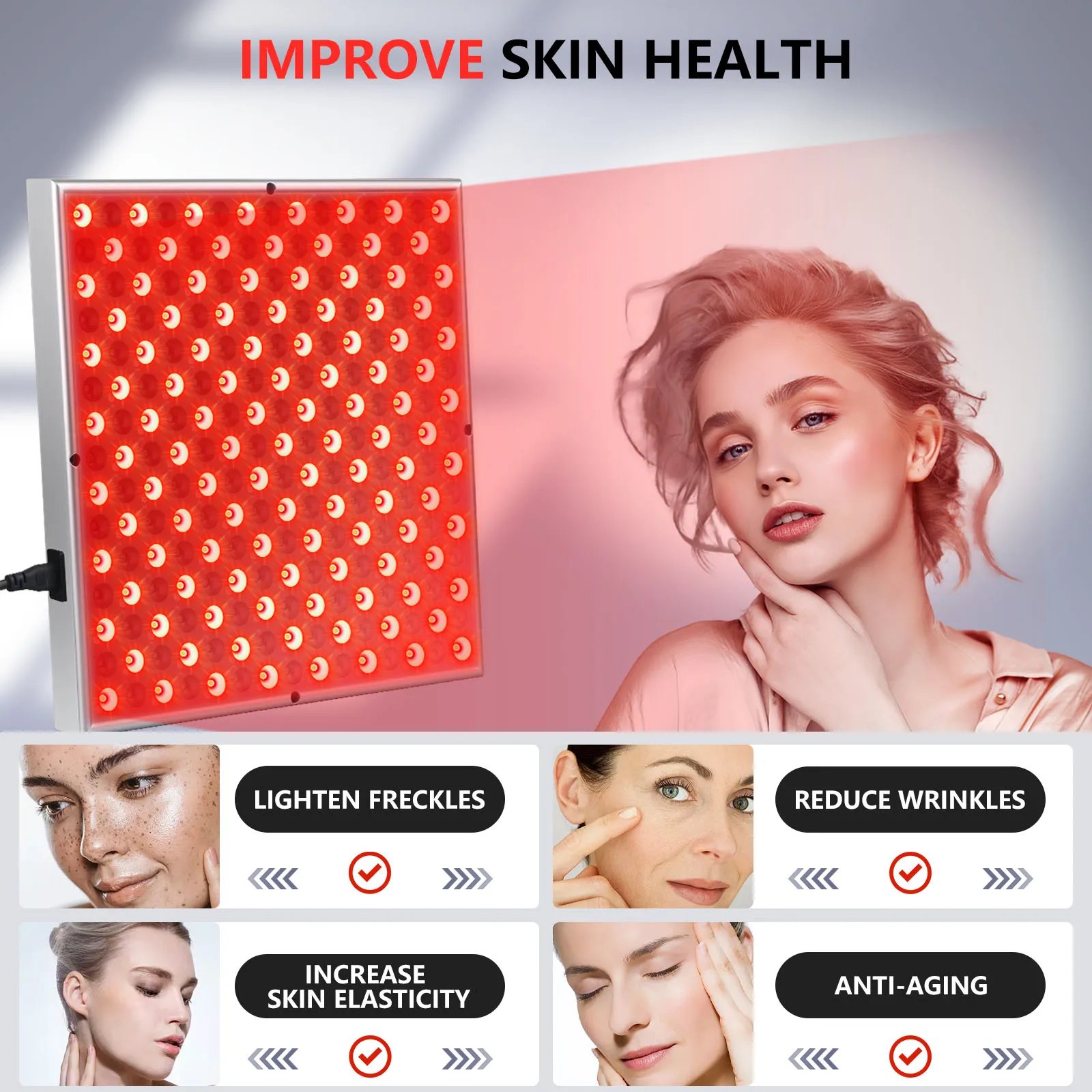 Astarexin Painel LED 225 LEDs Luz Vermelha 660nm 850nm - Imagem 3