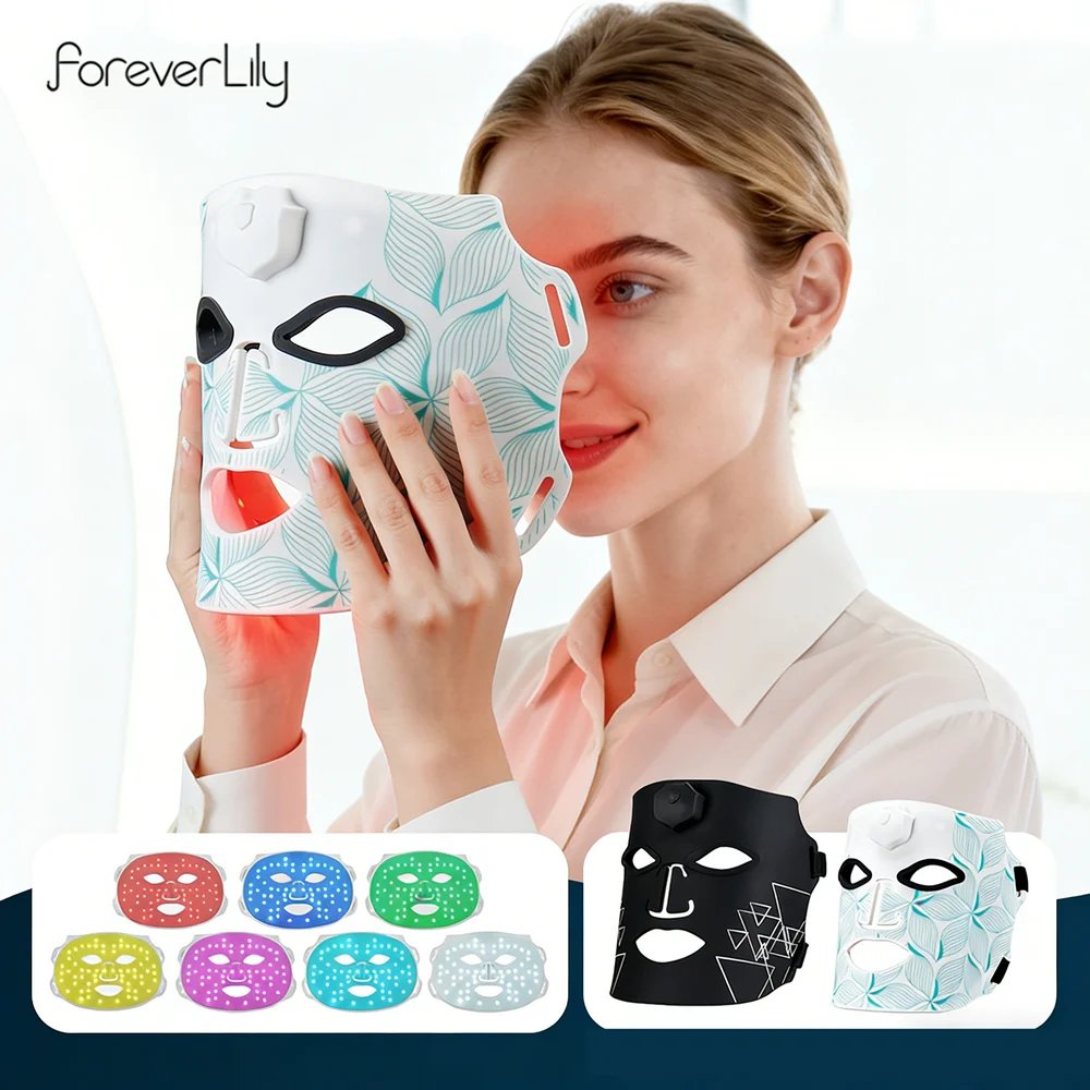 máscara led facial silicone 7 cores