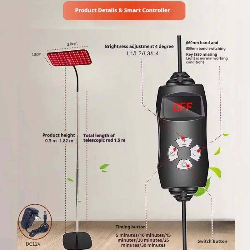 BXA Aparelho de Luz Vermelha LED 25W 660nm 850nm com Suporte - Imagem 6