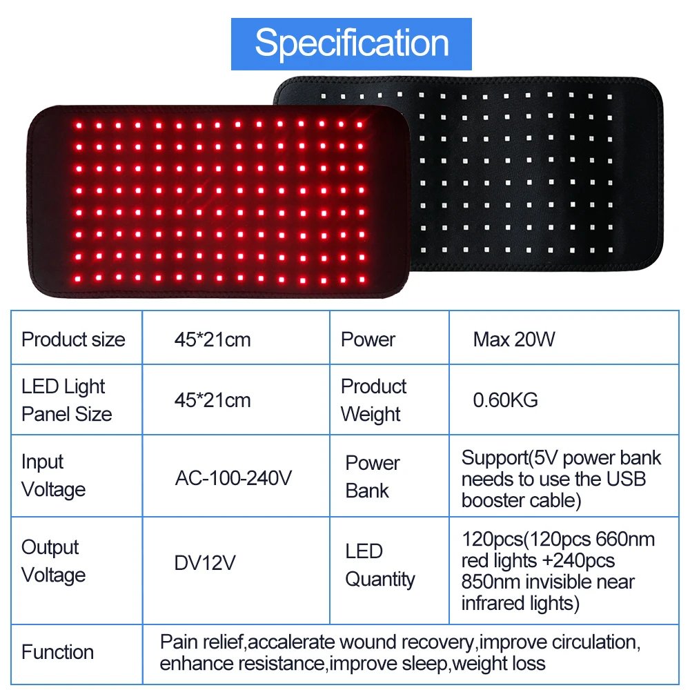 Raiuleko Cinto de LED Infravermelho 660nm 850nm para Corpo - Imagem 4