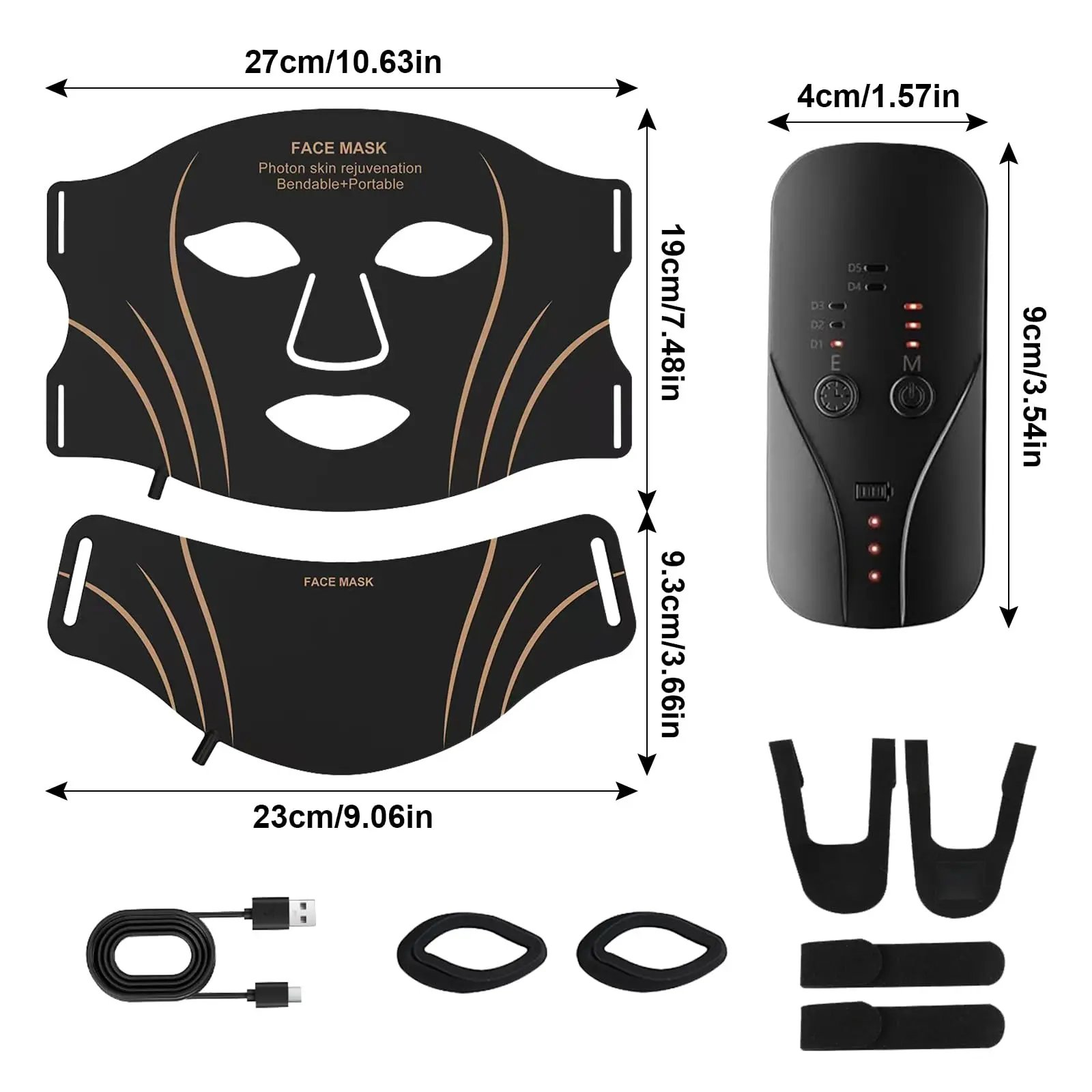 Máscara Facial LED 7 Cores UBilli Recarregável USB - Imagem 6