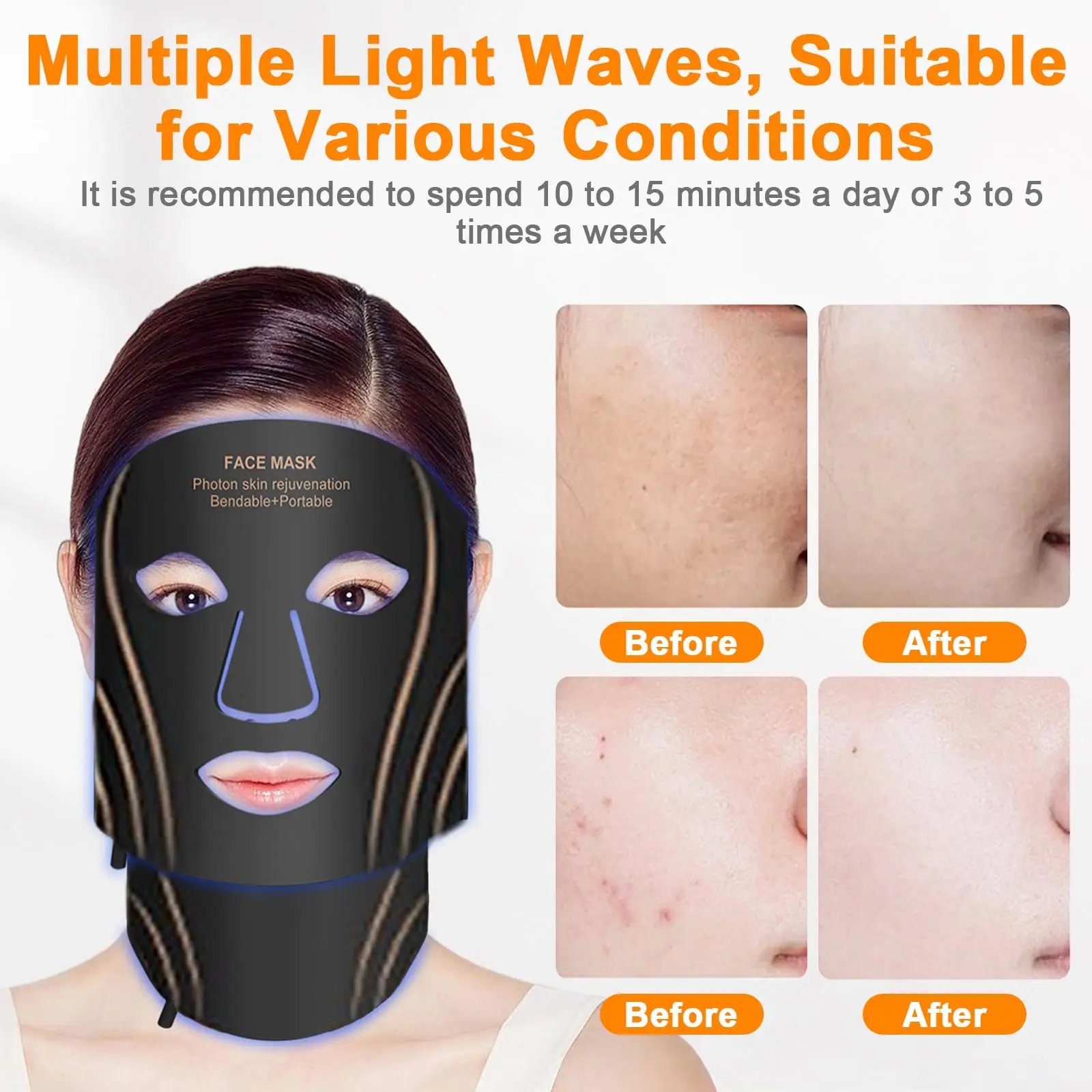 Máscara Facial LED 7 Cores UBilli Recarregável USB - Imagem 3