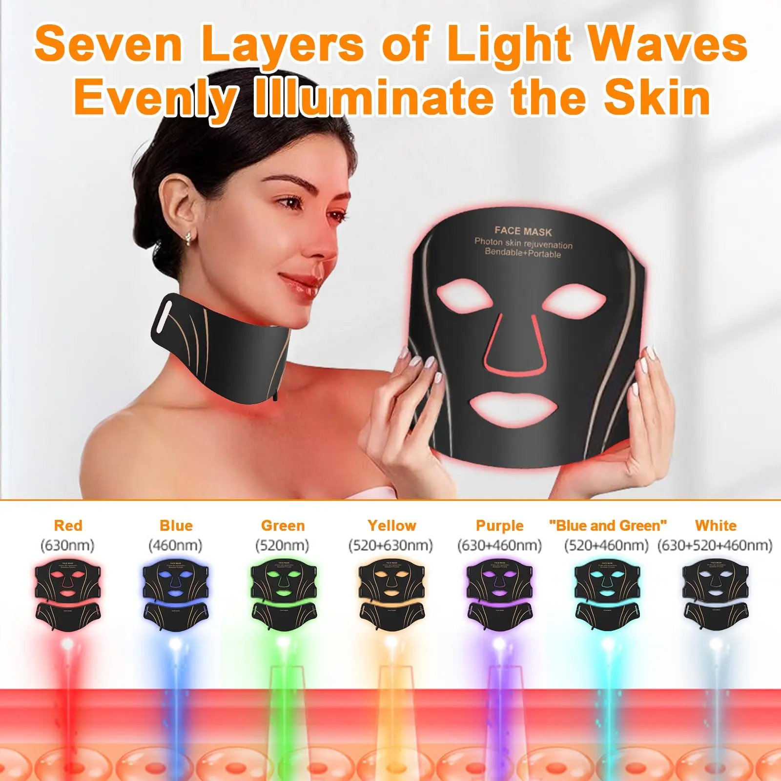 Máscara Facial LED 7 Cores UBilli Recarregável USB - Imagem 4