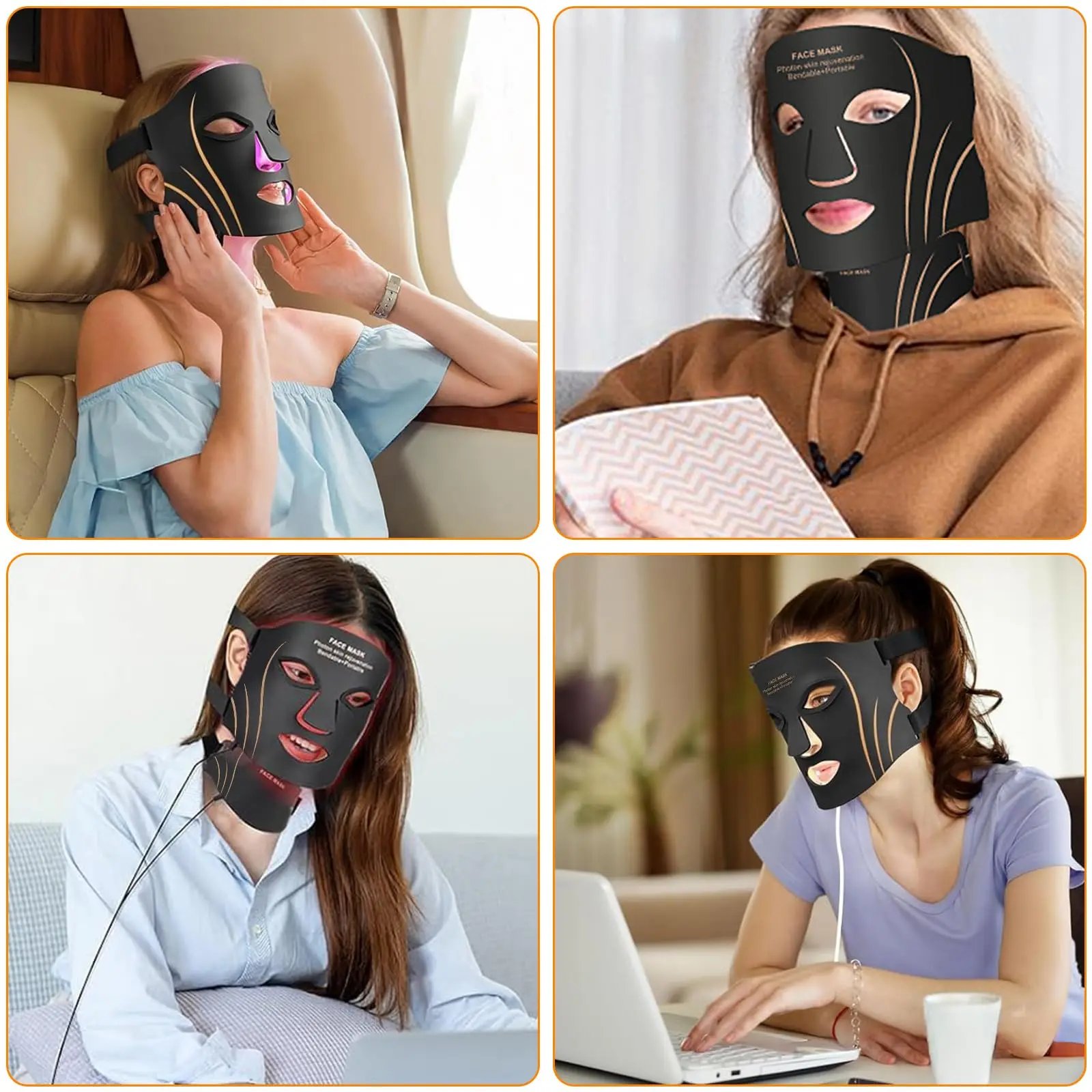 Máscara Facial LED 7 Cores UBilli Recarregável USB - Imagem 5