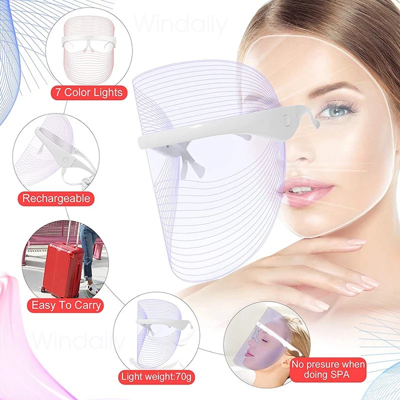 Máscara Facial LED Windaily 7 Cores para Cuidado da Pele - Imagem 4