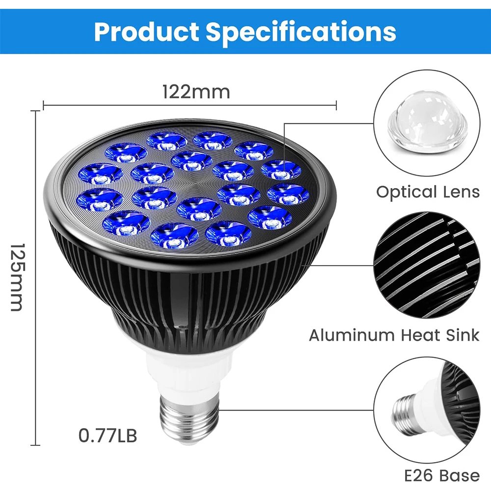 Jecaliz Lâmpada LED Azul 460nm 18 LEDs Bivolt - Imagem 2