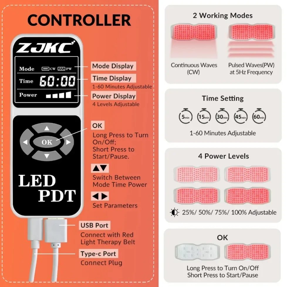 ZJKC Faixa de Luz LED Vermelho Infravermelho 450 chips - Imagem 6