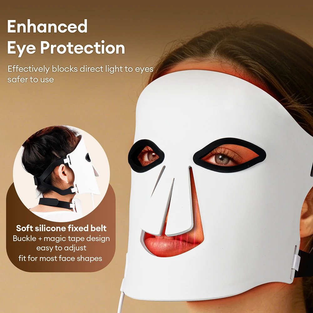 Foreverlily Máscara LED Silicone Facial e Pescoço 105 LEDs 7 Cores - Imagem 5