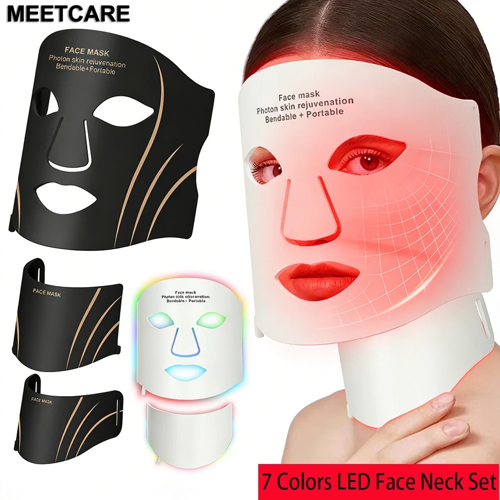 máscara led facial pescoço 7 cores