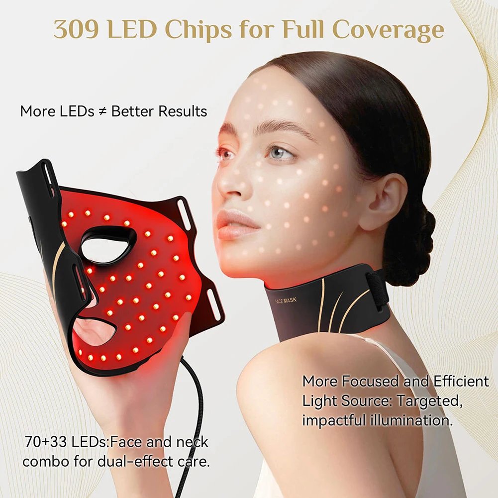 MEETCARE Máscara LED Facial Pescoço 7 Cores Silicone Flexível - Imagem 2