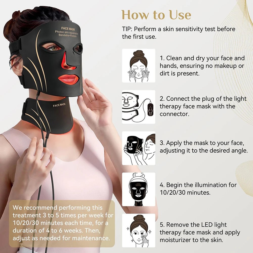 MEETCARE Máscara LED Facial Pescoço 7 Cores Silicone Flexível - Imagem 4