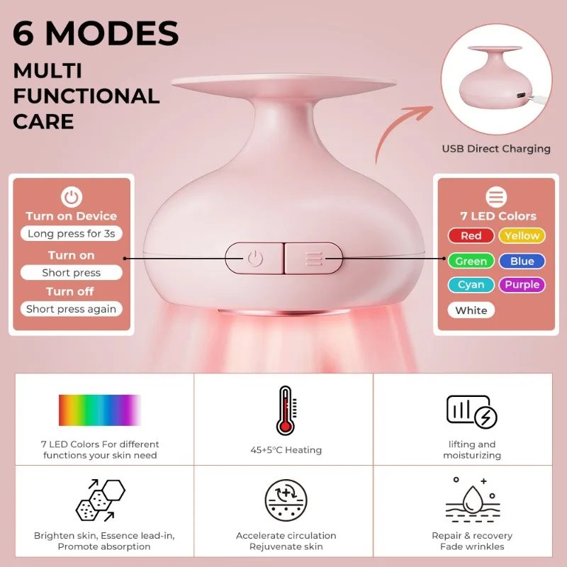 Beauty Introducer Aparelho Facial LED 7 Cores - Imagem 3