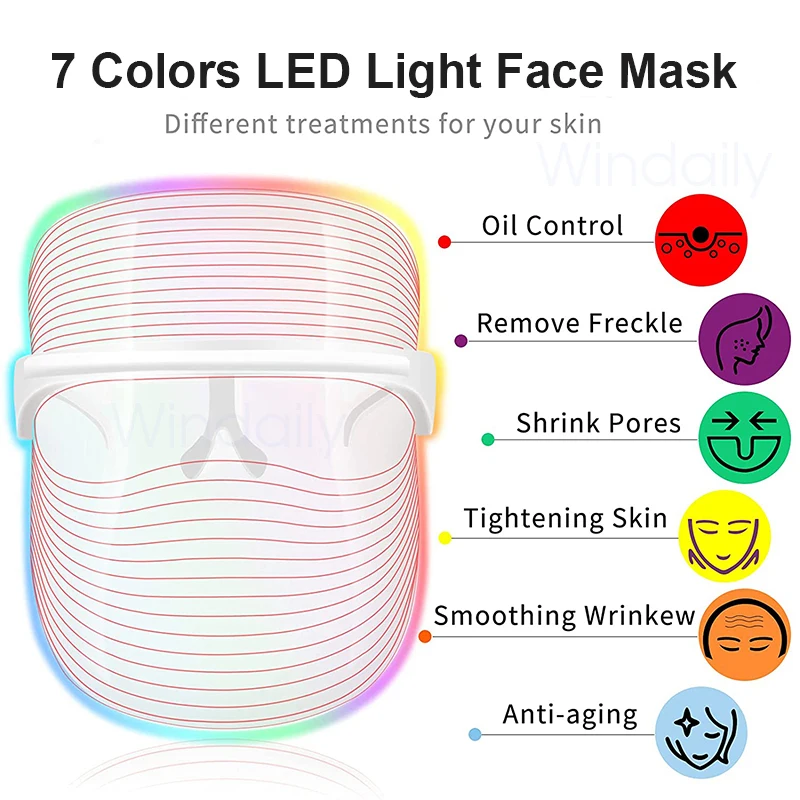 Máscara Facial LED 7 Cores Recarregável Sem Fio - Imagem 2
