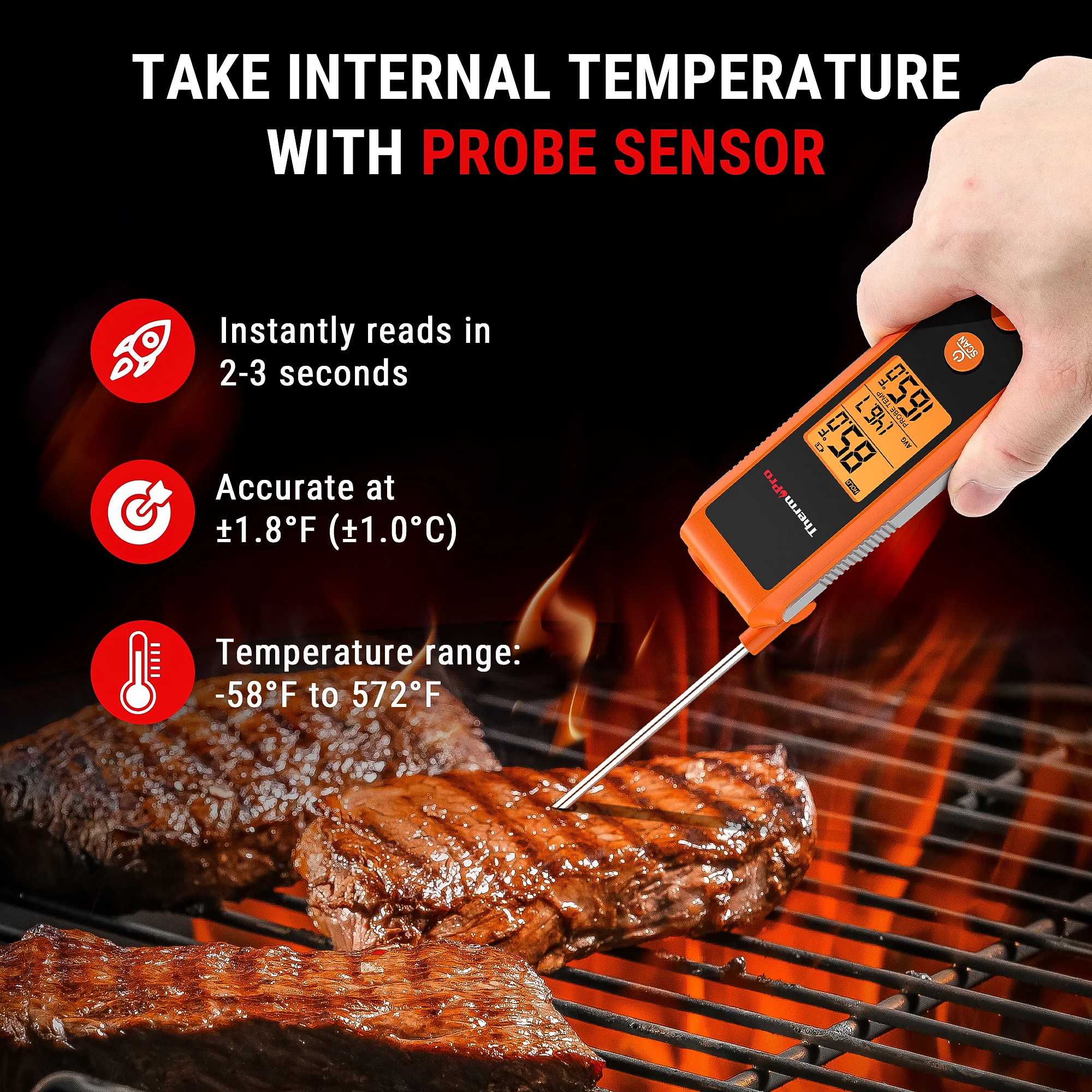 Termômetro de Cozinha ThermoPro TP420 Infravermelho e Sonda - Imagem 4