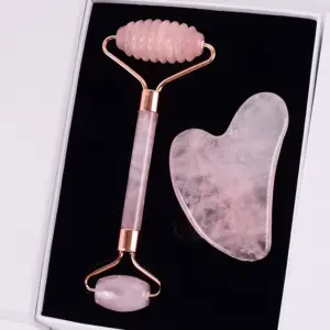 rolo massageador facial quartzo rosa