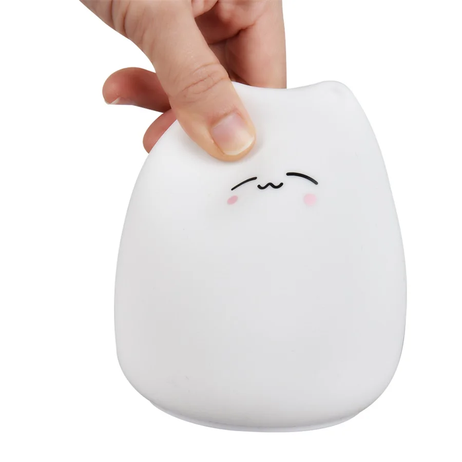 Luz Noturna LED Gato Silicone Toque 7 Cores - Imagem 5