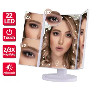 espelho de maquiagem led trifold