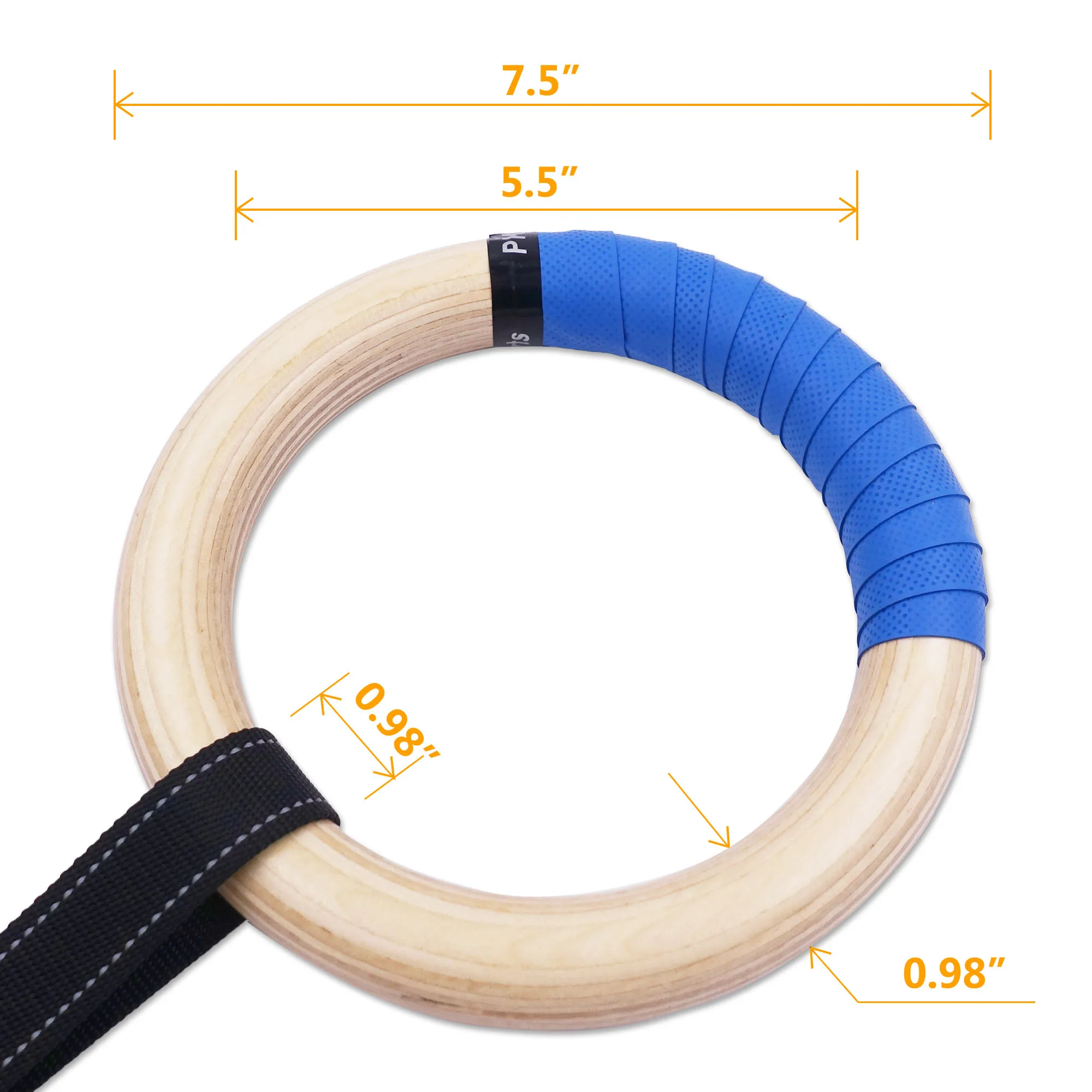 Anéis de Ginástica de Madeira 25mm para Crianças Amarelo - Imagem 3