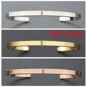 pulseira letra gravada aço inoxidável