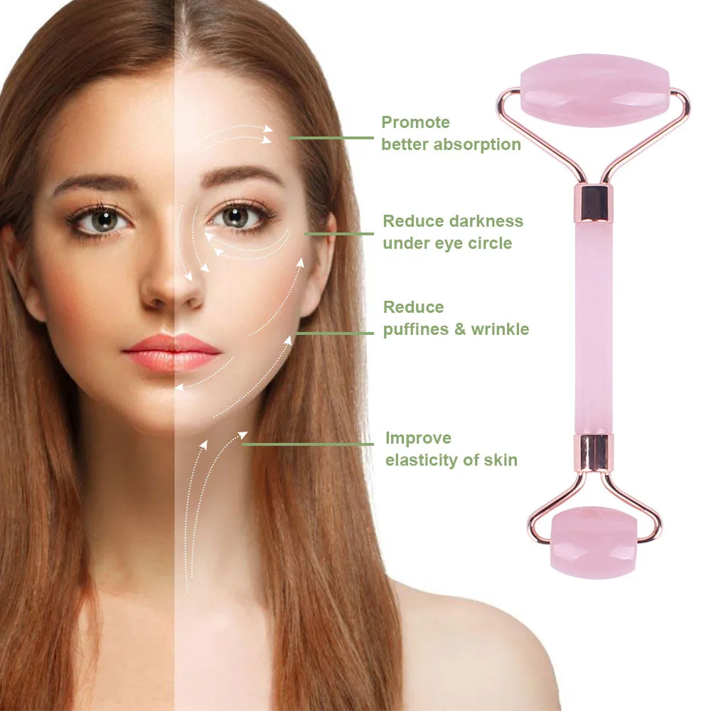 Rolo Facial Resina Rosa Gua Sha Massagem Facial - Imagem 2