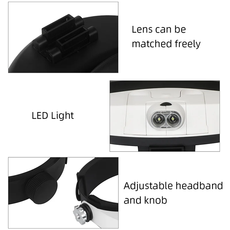 Lupa de Cabeça com LED e 5 Lentes para Reparo Eletrônico - Imagem 5