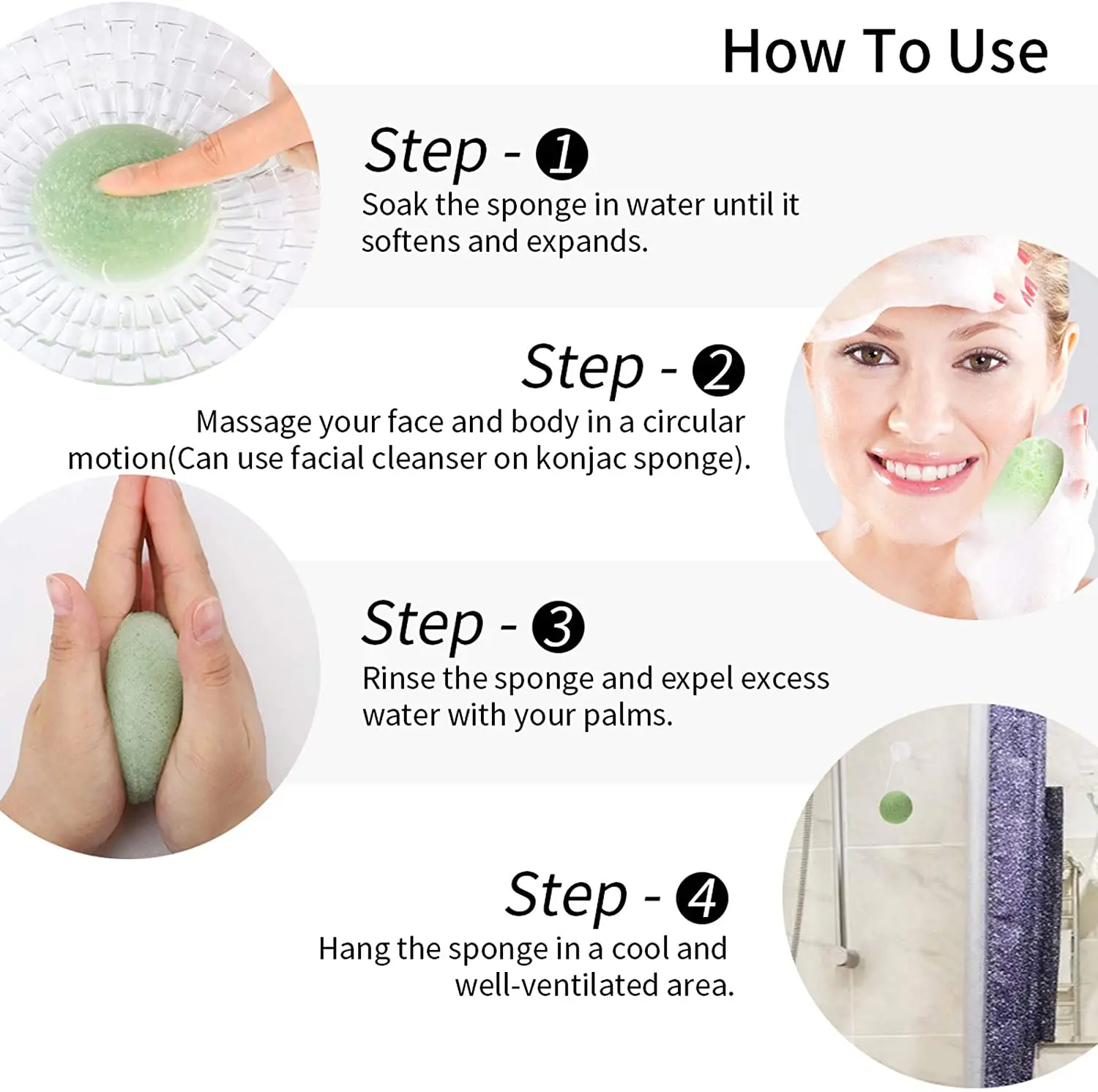 Esponja Konjac Facial Natural Limpeza Esfoliação Kit 3 Peças - Imagem 5