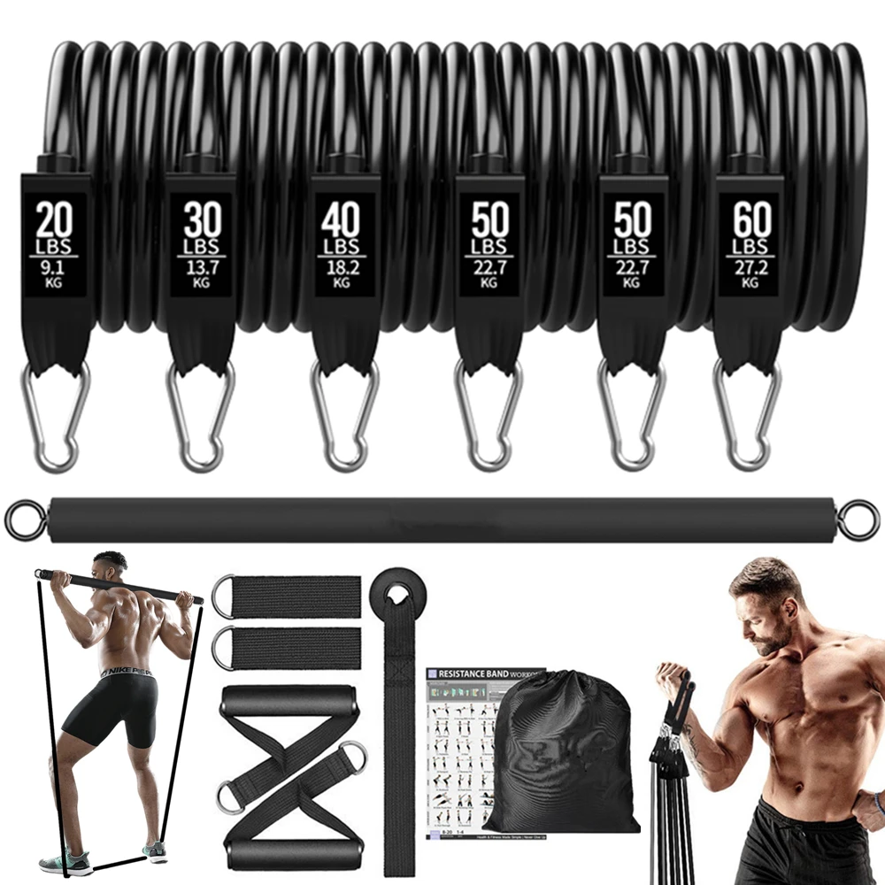 barra de treino com faixas de resistência