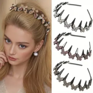 bandana ondulada borboleta strass
