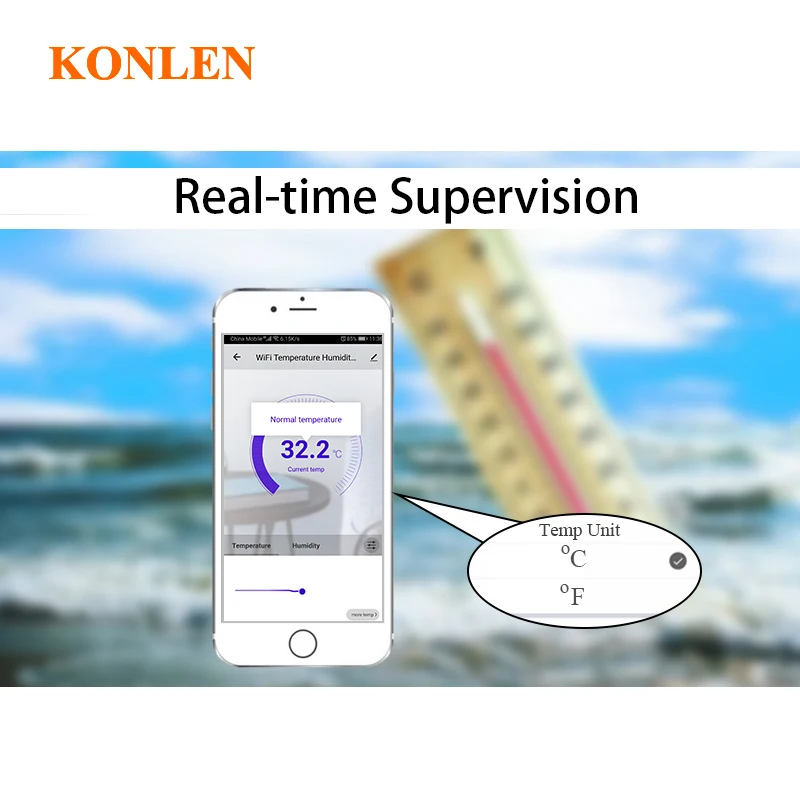 KONLEN Sensor de Temperatura Wi-Fi Tuya Display Digital - Imagem 2