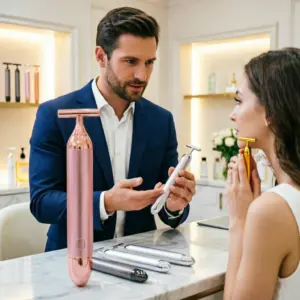 massageador facial vibratório em t