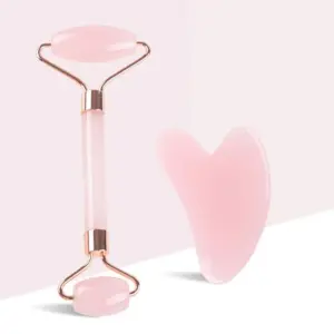 kit rolo e placa gua sha rosa