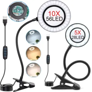 lupa com luz led 5x 10x