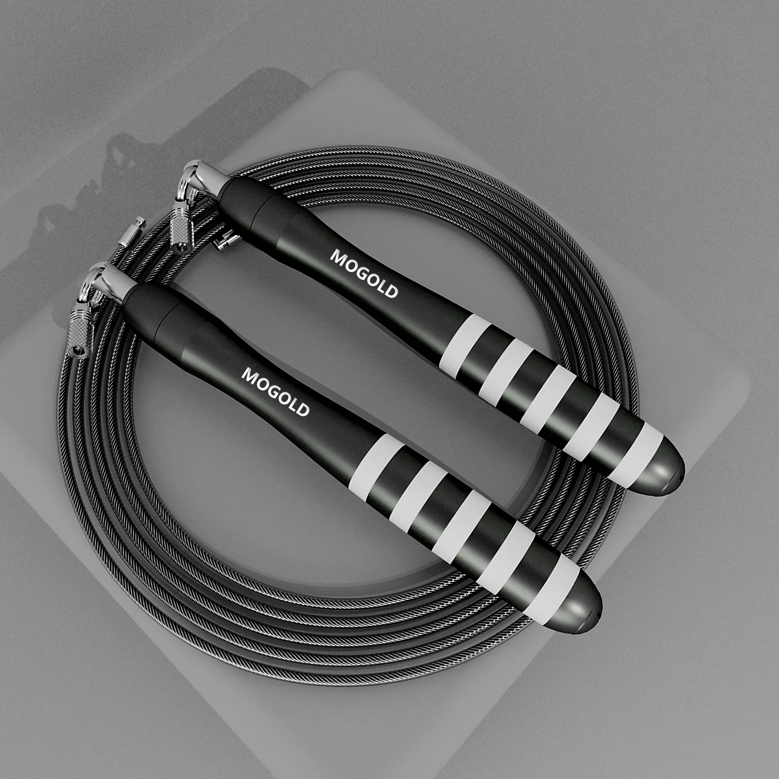 Corda de Pular Crossfit Fio de Aço Rolamento Duplo Preto - Imagem 6