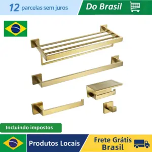 acessórios de banheiro ouro escovado
