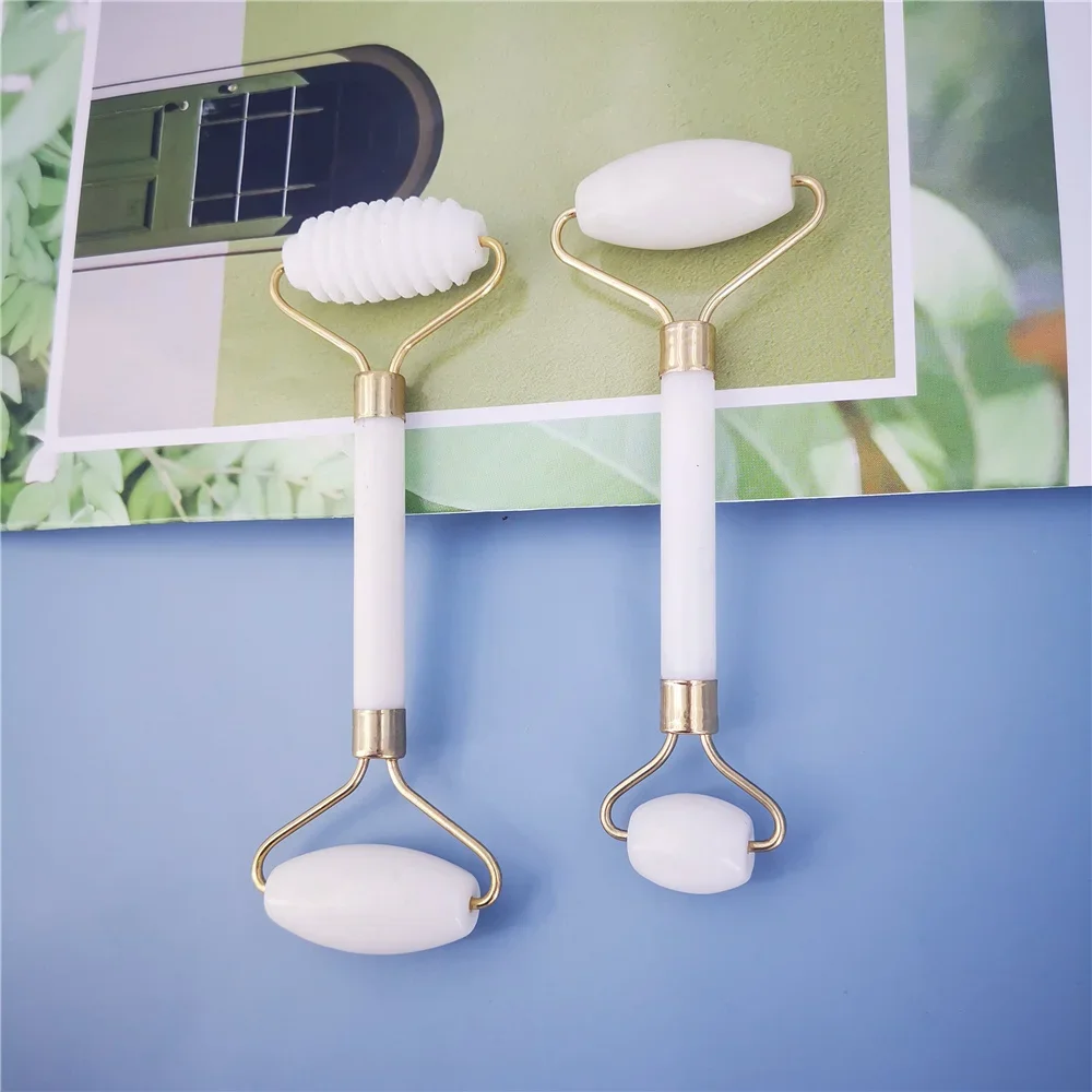 Rolo Massageador Facial de Pedra Jade Branca e Gua Sha - Imagem 5
