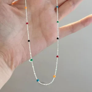colar prata esterlina contas geométricas