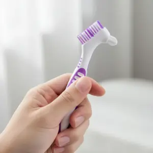 escova de limpeza dupla face para próteses dentárias