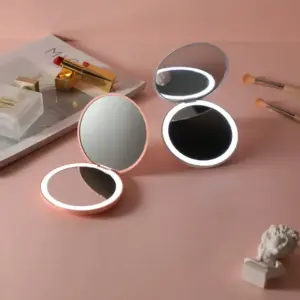 espelho de bolso dobrável com led