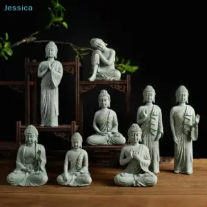 estátua buda meditação areia verde